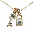 Gold CZ Lock and Key Pendant Necklace NP39