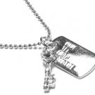 Silver Crystal Key Dogtag Pendant Necklace NP40
