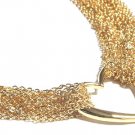 Stunning Multichain 14K Gold EP Heart Choker Necklace NP78 Stunning Multichain 14K Gold EP Heart Choker Necklace NP78