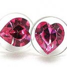 8mm Sparkling Pink SWAROVSKI Crystal HEART Stud Post Earrings EA62