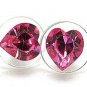8mm Sparkling Pink SWAROVSKI Crystal HEART Stud Post Earrings EA62