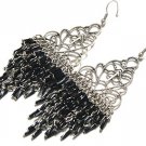 Intricate Black tube cascade drop chandelier earrings EA47