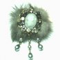 Unique Cameo Grey Fur Pearls Crystal Brooch Pin Broach BP63