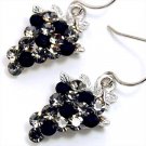 Adorable Black / Clear Sparkling Swarovski Crystal Grape Dangle Earrings EA66