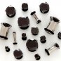 Pair of 2 Prong Set Jet Black CZ Crystal Ear Plugs Tunnels BJ22 Sz: 4,g, 6g, 10g,