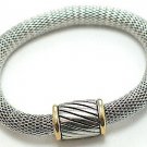 Trendy Magnetic Fastening Barrel Silver Mesh Bracelet BR33
