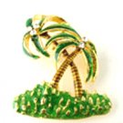 Palm Tree with Crystal Enamel Palmtrees Gold EP Brooch BP52