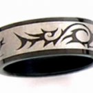 Black Titanium Anodized TRIBAL Band Ring, SSR09 Sz 6