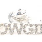 Crystal Pave Cowgirl Cowboy Hat Silver Brooch BP61