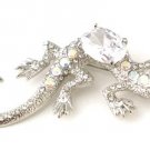 Exquisite 3.5" Crystal Pave Lizard CZ Rhodium Finish Brooch BP01