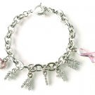 Crystal FAITH Pink Ribbon Breast Cancer Heart Charms Bracelet BR45 Crystal FAITH Pink Ribbon Breast Cancer Heart Charms Bracelet BR45