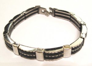 Black Rubber Stainless Steel Bracelet SSB22