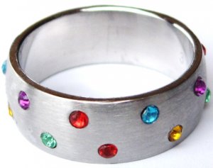 Rainbow Gay Pride Stainless Steel Ring SSR13  Sz 13