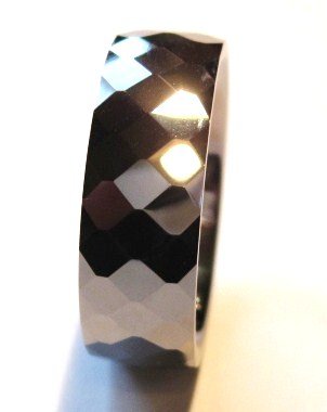 High Polish Faceted Tungsten Carbide Ring TU3031