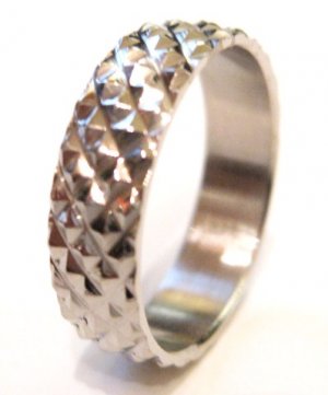 Textured Diamond Shape Pattern Stainless Steel Ring SSR2001 - SZ 10