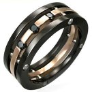 Black CZ Copper Chunky Stainless Steel Statement Ring SSR1944 Size 7
