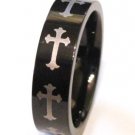 Black Stainless Steel Cross Ring SSR1337