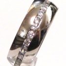 Men's High Polish CZ Eternity Stainless Steel Wedding Ring, Sz 9