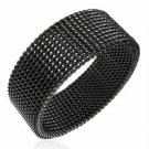 8mm Unisex Black Flexible Mesh Stainless Steel Ring SSR528 Sz 13 8mm Unisex Black Flexible Mesh Stainless Steel Ring SSR528 Sz 13