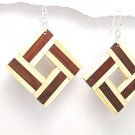 Exotic Wood Dangle Earrings 925 Sterling Silver Hooks EA72