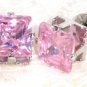 6mm Sparkling Square PINK Faceted CZ Stud Post Earrings EA203 PK