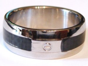8mm Men's Black Carbon FIber Screw Stainless Steel Ring SSR1566