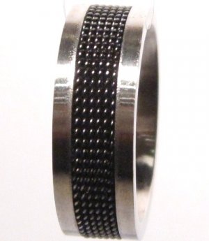 Black Mesh Strip Stainless Steel Ring SSR1757 Sz 9.5