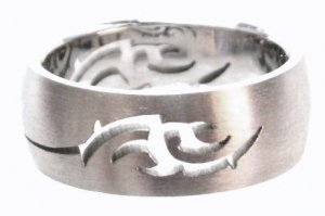 Tribal Laser Cut Satin Finish Stainless Steel Ring SSR42