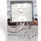 Clear Crystal Silver Chunky Cuff Watch WW129 Clear Crystal Silver Chunky Cuff Watch WW129