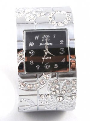 Clear Crystal Chunky Fashion Cuff Watch WW128