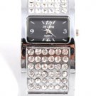 Chunky CZ Silver Cuff Fashion Watch WW122