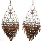 Intricate Copper tube cascade drop chandelier earrings EA46