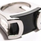 Unisex Chunky Black Onyx Stainless Steel Ring, SSR2690
