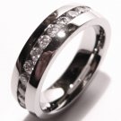 Unisex Stainless Steel Clear CZ Eternity Ring SSR1161