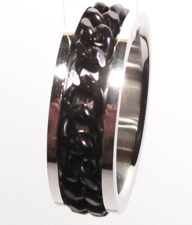 Black Chain Spinning Stainless Steel Ring SSR1167 Sz 9