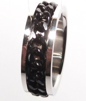 Black Chain Spinning Stainless Steel Ring SSR1167 Sz 9