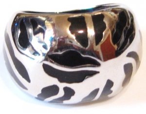 Black Abstract Chunky Stainless Steel Ring SSR1411