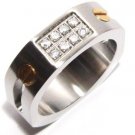 8mm Octagonal CZ  and Screws Stainless Steel Ring SSR2253