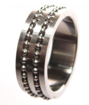 Satin Finish Ball Chain Unisex Stainless Steel Ring SSR493