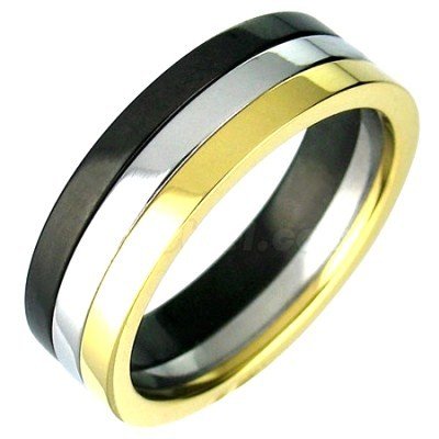 Black Gold Silver Stainless Steel Ring SSR2295