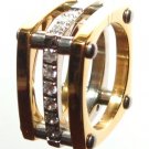 12mm Unisex Square Gold Stainless Steel Clear CZ Ring SSR1033 12mm Unisex Square Gold Stainless Steel Clear CZ Ring SSR1033
