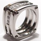 12mm Square Stainless Steel Clear CZ Band Ring SSR1049 Sz 5.5 12mm Square Stainless Steel Clear CZ Band Ring SSR1049 Sz 5.5