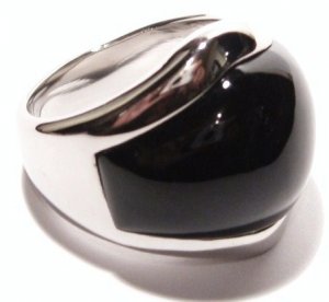 Chunky Black Onyx Stainless Steel Ring SSR1442 Sz 7