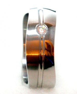Unisex CZ Wavy Shape Stainless Steel Ring SSR25