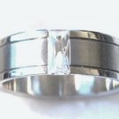 Unisex Baguette Shape Clear CZ Stainless Steel Ring SSR24