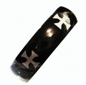 High Polish Black Stainless Steel Iron Cross Ring SSR589