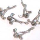 5 Golf Clubs with Ball Pewter Charms Wholesale Lot