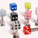 5 Assorted Colors Dice Lip Chin Labret Wholesale Lot, 14g BJ133 5 Assorted Colors Dice Lip Chin Labret Wholesale Lot, 14g BJ133