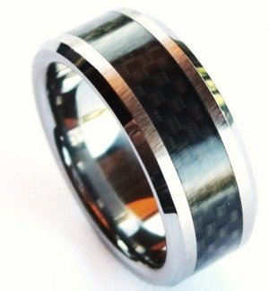 Black Carbon FIber Tungsten Carbide Ring TU3051
