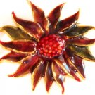 2.5" Beautiful Red Sunflower Enamel Brooch Pin Broach, BP64